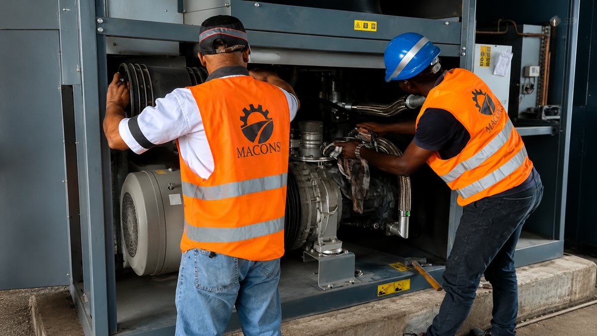 Intervention de maintenance sur un compresseur industriel